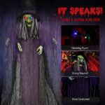 11.8ft Life Size Hanging Witch Talking Halloween Hanging Decoration - Image 7