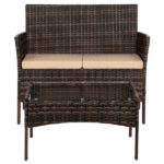 2pcs Arm Chairs 1pc Love Seat & Tempered Glass Coffee Table Rattan Sofa Set Brown Gradient SAME AS 45313116 - Image 28