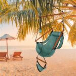 Oxford Cloth Hardwood With Cup Holder Wooden Stick Perforated 100kg Seaside Courtyard Oxford Cloth Hanging Chair Green - Image 11