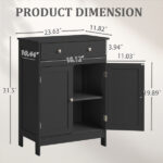 Black particleboard with melamine veneer, 60*30*80cm, double doors, single drawer, bathroom vanity - Image 6