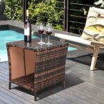 Replace 6088352 Glass Surface Brown Gradient Iron Frame Rattan Side Table - Image 34