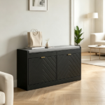 Upholstered Entry Way Bench, Narrow Storage Bench, 2 Flip Drawers, 2 Vents for 8 Pairs of Shoes - Image 5