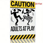 CIFbuy Funny Vintage Metal Wall Sign 8x12 Inch, CAUTION ADULTS AT PLAY Humorous Silhouette Iron Plaque, Retro 2D Flat Wall Art Decor, N TikTok, TikTok, Silhouette Iron Plaque, Retro 2D Flat Wall Art Decor Self-pickup Logiopics - Image 2