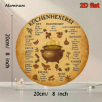 CIFbuy 1pc 8x8 Inch Round Kitchen Witch Sign, Vintage French Style Wall Art, German Language Decorative Plaque, 2D Flat Home Kitchen De TikTok, TikTok, Self-pickup Logiopics - Image 3