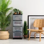 4-Drawer Narrow Plastic Storage Drawer Cart, Black, Set of 2 - Image 6