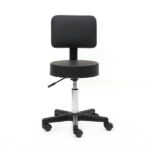 Round Shape Plastic Adjustable Salon Stool with Back Black