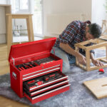 Steel maintenance tool cart cabinet 5 drawers with lock 330lb red - Image 12