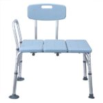 Medical Bathroom Safety Shower Tub Aluminium Alloy Bath Chair Transfer Bench with Back & Handle Blue - Image 5