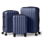 ABS Trolley Case 20in 24in 28in 3PCS Suitcase Set Vertical Striped Frosted Case Suitcase Navy Blue - Image 13