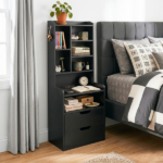 2 Drawers + 1 Shelf + 6-Shelf BedsideTable US Standard Power Supply (1 USB + 1 Type-C + 2 Triple-Prong) Storage Locker P2-12MM Particleboard Laminated Storage Cabinet 17.32*13.78*50in Black - Image 13
