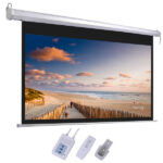 92" 16:9 80" x 45" Viewing Area Motorized Projector Screen with Remote Control Matte White - Image 11