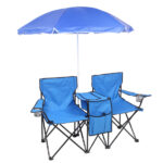 Same Code 57651919 Portable Outdoor 2-Seat Folding Chair with Removable Sun Umbrella Blue - Image 9