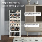 7-Tier Double-Row Shoe Rack with Adjustable Shelves, Anti-Tipping Narrow Storage Rack for Entryway Closet-White - Image 10