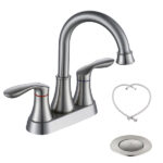 2-Handle 4-Inch Brushed Nickel Bathroom Faucet, Bathroom Vanity Sink Faucets with Pop-up Drain and Supply Hoses[Unable ship on weekends, TK/TEMU only for pickup, only TX10643 warehouse supports GOFO]