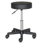 Round Stool Plastic Arch Feet Rotation Bar Stool Black - Image 4