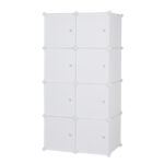 8 Cube Organizer Stackable Plastic Cube Storage Shelves Design Multifunctional Modular Closet Cabinet with Hanging Rod White - Image 4