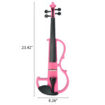 Full Size 4/4 Bunnel Edge Electric Silent Violin with Case Bow Rosin Headphone Connecting Line Pink - Image 5