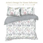 Girls Duvet Cover Twin Floral Aesthetic Bedding Sets Gray Pink Flower Duvet Cover Set Teens Flower Kids Reversible Comforter Cover with Botanical Leaf for Women Adult - Image 6