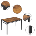 Dining Table Set for 4, Kitchen Table with 2 Chairs and a Bench, 4 Piece Kitchen Table Set for Small Space, Home Kitchen Bar Pub Apartment, Rustic Brown - Image 7