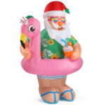 5.9 FT Lighted Christmas Inflatable Decoration, Inflatable Hawaii Santa Claus Outdoor Decoration, Funny Blow Up Yard Decorations with Built-in LED Lights for Holiday Party Front Yard Lawn Garden Decor - Image 5