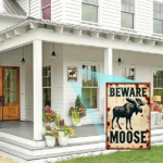 CIFbuy Vintage Moose Warning Metal Sign, Rustic Farmhouse Iron" Wall Art, 8x12 Inch Distressed Metal Plaque With Bold Black Text, Plaque With Bold Black Text, 2D Fla FarmikTok, FarmikTok, t Self-pickup Logiopics - Image 3