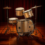 Full Size Adult Drum Set 5-Piece Champagne with Bass Drum, two Tom Drum, Snare Drum, Floor Tom, 16" Ride Cymbal, 14" Hi-hat Cymbals, Stool, Drum Pedal, Sticks - Image 10