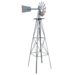 8FT Weather Resistant Yard Garden Windmill Gray & Red - Image 6