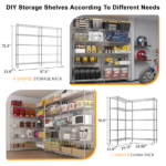 5-layer double row, freely adjustable layer spacing, with adjustable feet, display stand, iron, 147*35*180cm, chrome-plated - Image 8