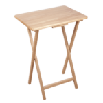 Modern Indoor Folding Tray Table Set of 2, Natural Finish, Solid Rubberwood, 19 x 14.5 x 26 Inches(Shipment from Walmart) - Image 4