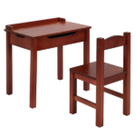 Flip Top Kids Table and Chair Set, Wood Activity Table Set with Storage Space for Arts Crafts, Dark Coffee - Image 12