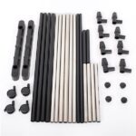 Dual-bar Vertical & Horizontal Stretching Stand Clothes Rack with Shoe Shelf YJ-04 Black & Silver - Image 6
