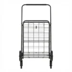 Heavy Duty Folding Grocery Cart, Jumbo Utility Cart with Double Baskets & 360° Wheels for Shopping & Laundry - Image 2