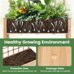 47" Raised Garden Bed with Trellis & Rolling Wheels, Mobile Fir Wood Planter Box for Climbing Plants - Image 8