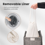 110L Laundry Hamper with Lid, Laundry Basket with Removable Liner for Bathroom Bedroom Gray (Shipment from Walmart) - Image 3