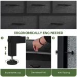 5 Drawer Dresser Fabric, Wide Chest Of Drawers With Wood Top for Living Room,,Hallway,Black (Shipment from Walmart) - Image 3