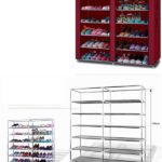 6-Row 2-Line 12 Lattices Non-woven Fabric Shoe Rack Coffee - Image 2
