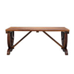 2-Person Rustic Garden Bench, Outdoor Wagon Wheel Porch Bench for Backyard Patio Garden, Brown - Image 4