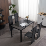 4pcs Elegant Assembled Stripping Texture High Backrest Dining Chairs Black Replace encoding 13028198-18410366 - Image 155
