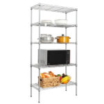 XM-304B Rectangle Carbon Steel Metal Assembly 5-Shelf Storage Rack Silver Gray - Image 27