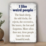 CIFbuy 1PC Vintage Aluminum Wall Art I Like Weird People Sign, People Sign, 8x12 Inch Rustic Farmhouse Decor With Black Sheep & Duck, With Black Sheep & Duck, Inspirational ArikTok, ArikTok, ecor With Black Sheep & Duck Self-Sickup Logiopal - Image 4