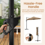 9x8.2FT Cantilever Patio Umbrella, Double-Tier Vented Offset Umbrella for Garden Pool-Brown - Image 4