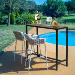 Replace 92798956 40" Outdoor Bar Table with Wheels, Rectangle Narrow Counter Height Table, Ideal Bar Height Table for Balcony Patio Garden Yard Poolside, Black - Image 13