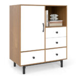 Mid-Century Modern 4-Drawer Sideboard Buffet Cabinet with Storage - Natural