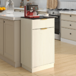 10-Gallon Woodgrain Tilt-Out Trash Can Cabinet Wooden Garbage Recycling Cabinet with Wave-Textured Hideaway Drawer&Pull-Out Bin-Multipurpose Kitchen/Bath Organizer in Antique White Finish - Image 11