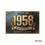 CIFbuy Vintage 1958 Metal Tin Sign, Retro 2D Flat Iron Plaque, Born In 1958 Years Of Greatness Limited Edition Quote, 7.87x11.81in Wall TikTok, TikTok, Wall Self-pickup Logiopics - Image 2