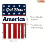 CIFbuy 1pc Patriotic God Bless America Metal Sign, Inch Rustic Stars & Stripes Iron Wall Decor, Weathered Finish 2D Flat USA Flag AmerikTok, AmerikTok, ll Decor Self-ncckup Logiopags Iron - Image 6