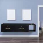 15cm E0 particleboard with hemp surface, two draws and three holes with lock, salon cabinet, black - Image 9
