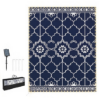 Reversible LED Light Outdoor Rug Carpet 12'x9' PP Straw Material with Carry Bag And Ground Stakes for Garden Patio Decor - Image 2