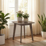 17" Square Side Table Solid Rubber Wood, Walnut Finish End Table for Living Room Bedroom - Image 5