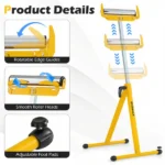 2-Pack Heavy Duty Metal Folding Roller Stand with Edge Guides Portable Woodworking Support - Yellow - Image 5